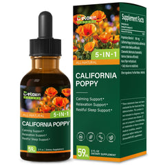 Bottle of DetoxenNATURE California Poppy Extract Liquid tincture, 2 oz