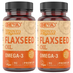 DEVA Flaxseed Oil bottle with 90 capsules