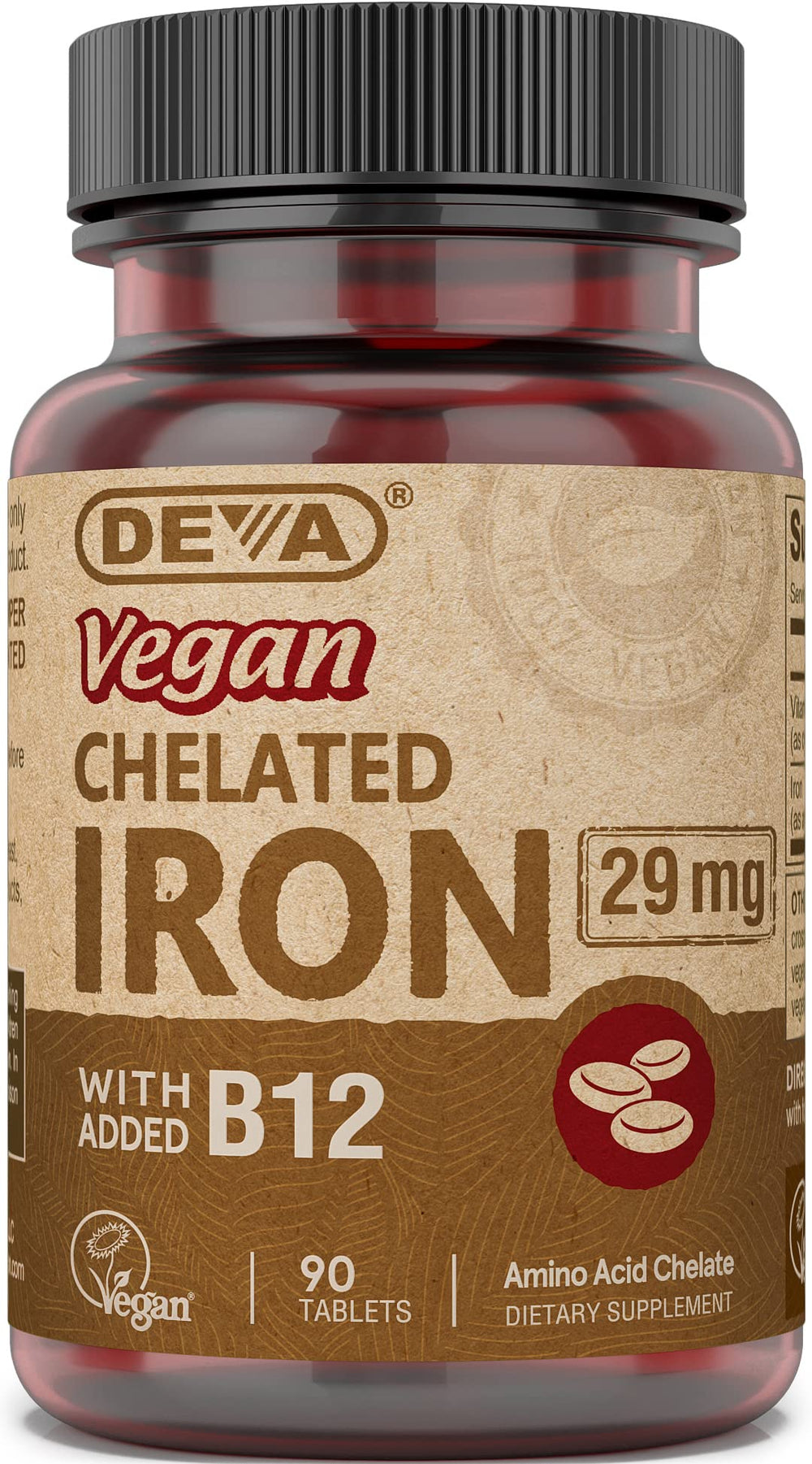 Deva Nutrition Vegan Chelated Iron bottle with 90 tablets