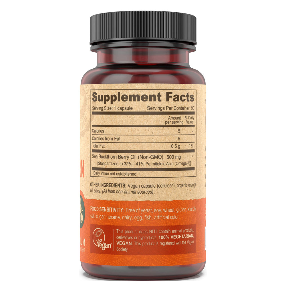 Cold-pressed and unrefined Sea Buckthorn Berry Oil bottle