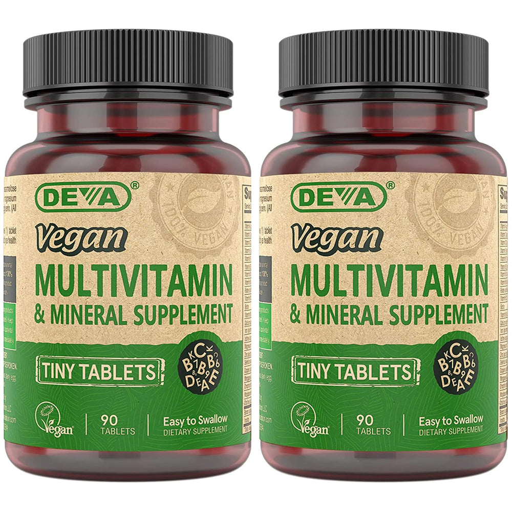 DEVA Tiny Tablets vegan multivitamin bottle label