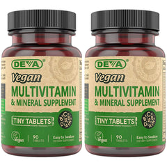DEVA Tiny Tablets vegan multivitamin bottle label