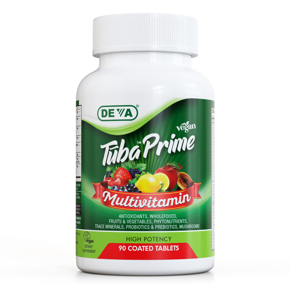 DEVA Tuba Prime vegan multivitamin bottle - front label