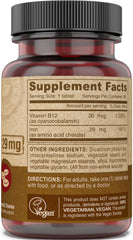 Vitamin B-12 fortified iron supplement label