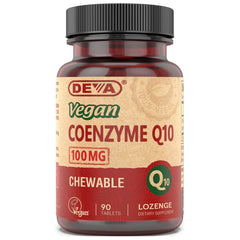 DEVA Vegan CoQ10 100mg chewable lozenges bottle with 90 tablets