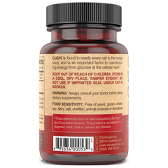 Vegan Society certified DEVA CoQ10 100mg label