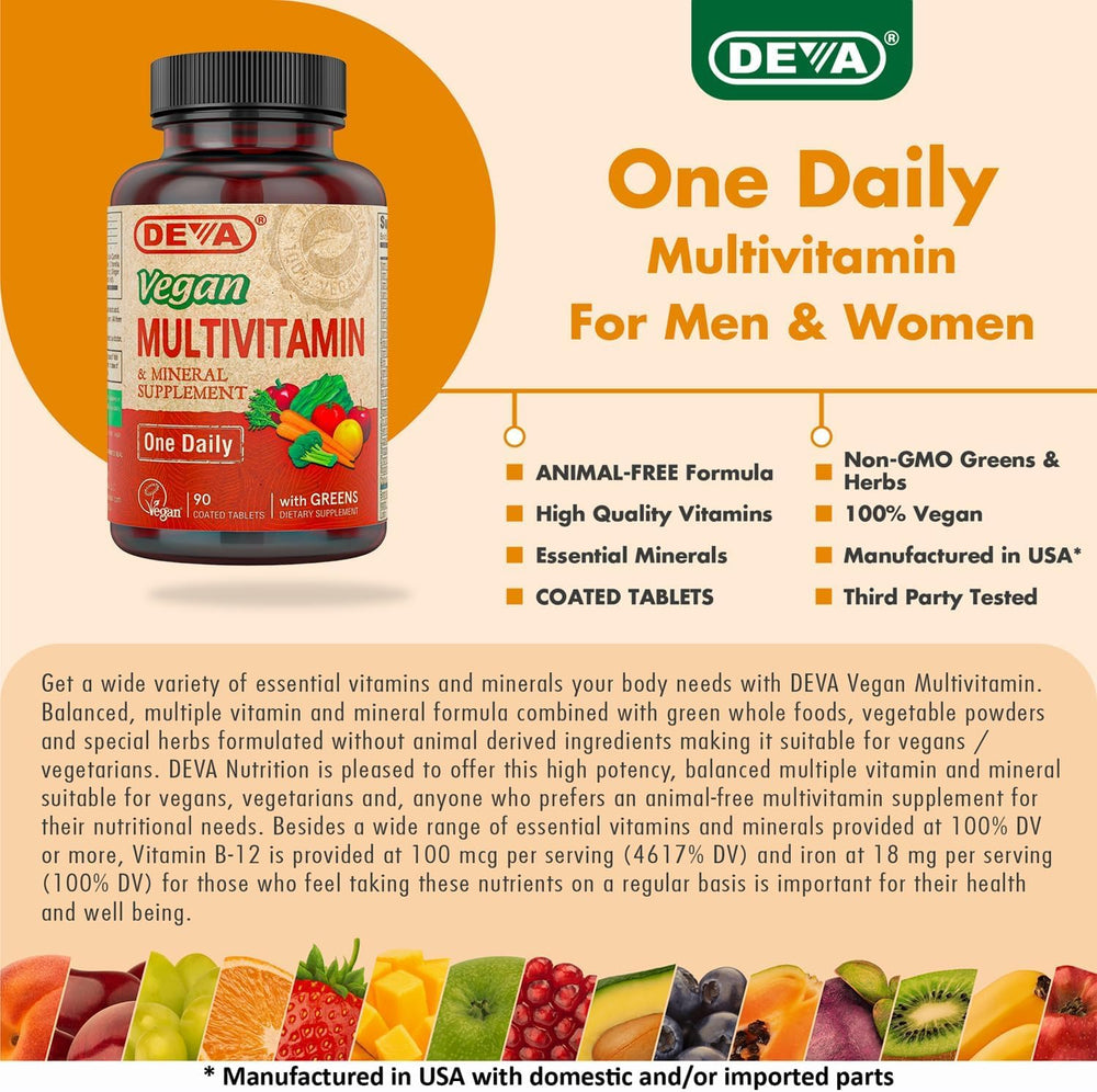 Vegan and vegetarian-friendly indication on DEVA multivitamin label
