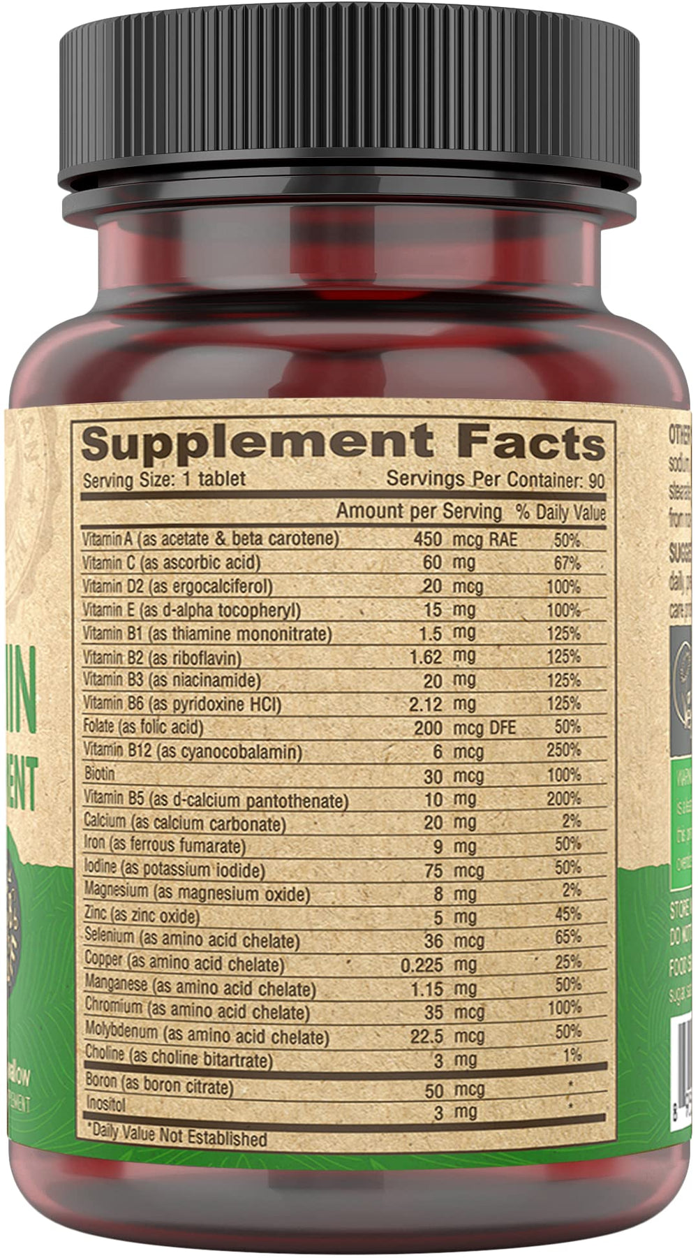 Vegan and vegetarian friendly multivitamin label