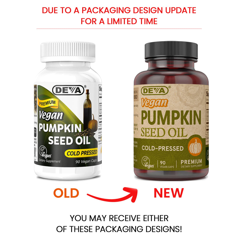 Close-up of DEVA Pumpkin Seed Oil bottle