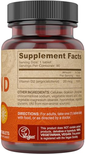 DEVA Vitamin D2 800 IU bottle – side view