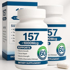 DFTLUUE 157Capsules bottle closeup shows plant-based, easy-to-take capsules for daily wellness.