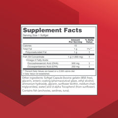 DHA 500mg and EPA 250mg fish oil softgels