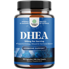DHEA 100mg hormone balance supplement bottle with 180 capsules