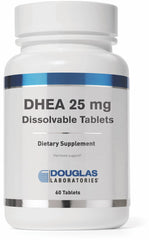 Front view of Douglas Laboratories DHEA 25 mg dissolvable tablets