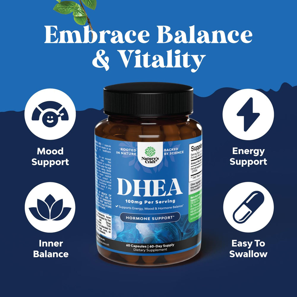 Close-up of DHEA 100mg capsule