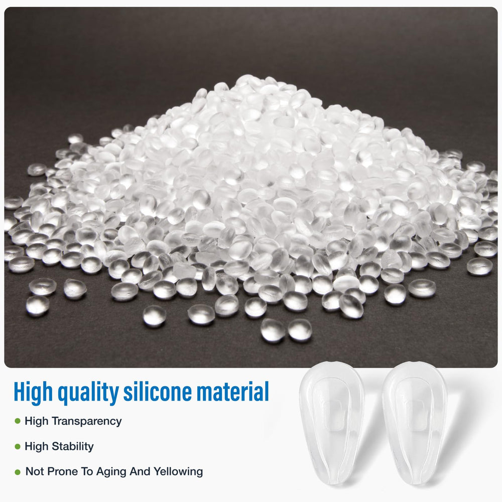 Push-in slip-on silicone nose pads for eye hospital use