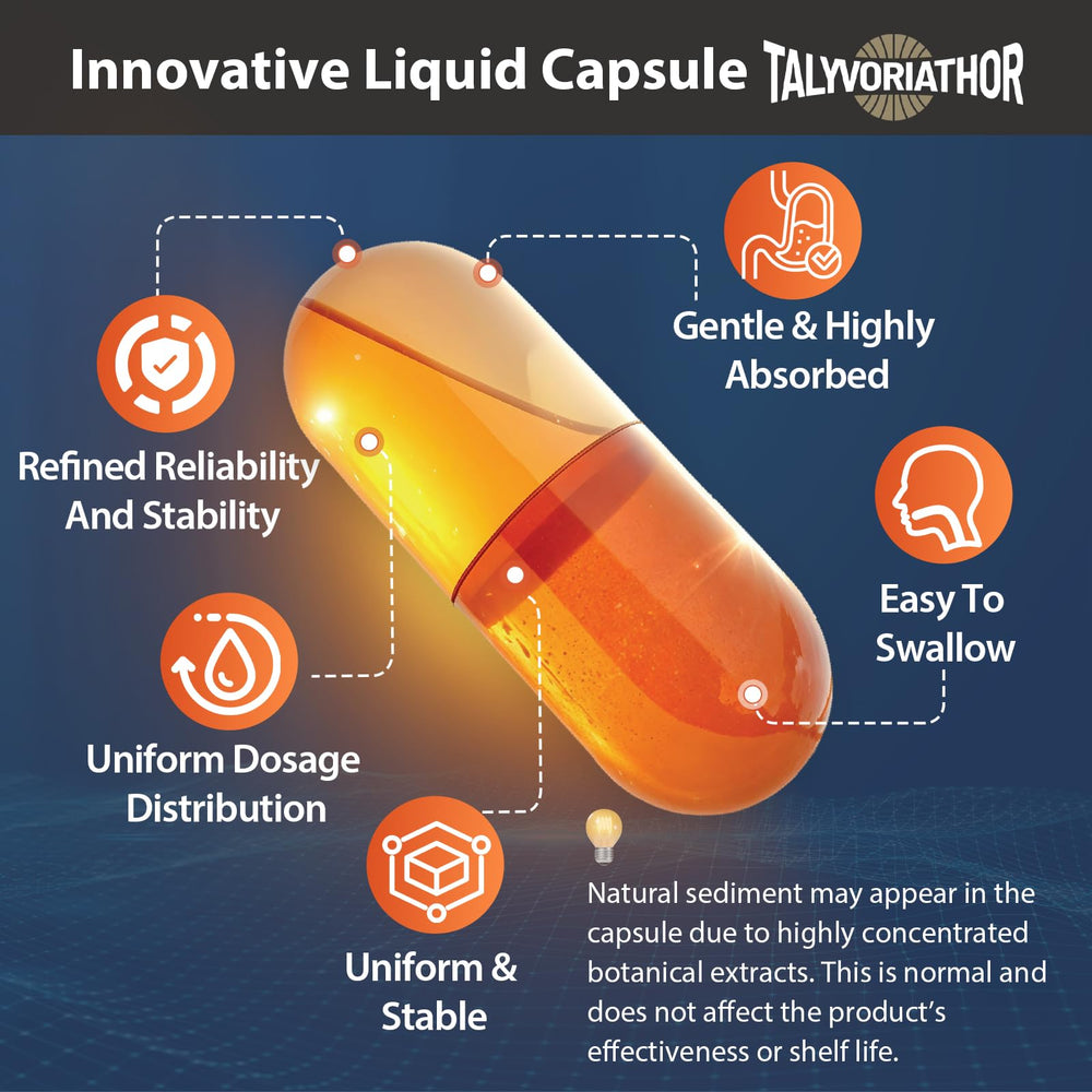 Capsule close-up showing liquid-filled design