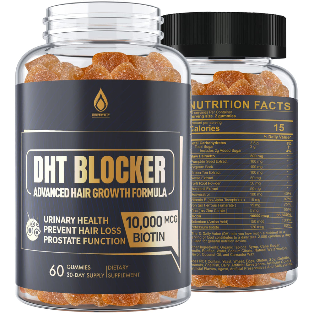 Bottle of DHT Blocker Gummies with product label