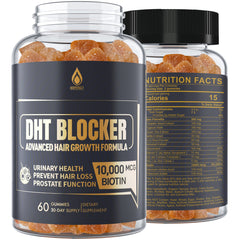 Bottle of DHT Blocker Gummies with product label