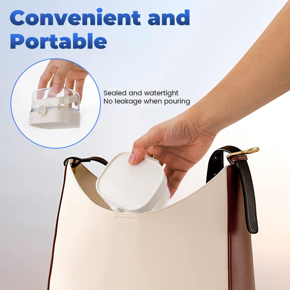 Compact portable denture cleaning case shown in white