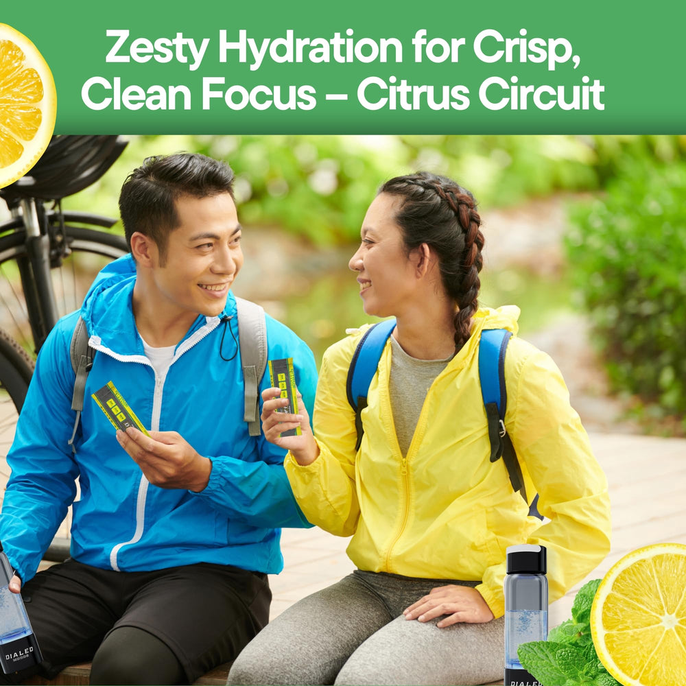 Citrus Circuit electrolyte drink mix being prepared in a glass