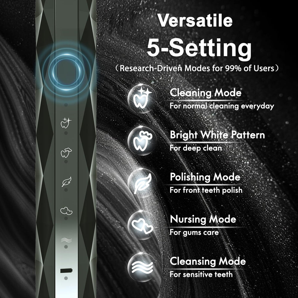 Diamond Style black ergonomic toothbrush handle close-up