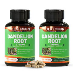 DIATMOON Dandelion Root supplement bottle supports daily digestion and liver wellness.