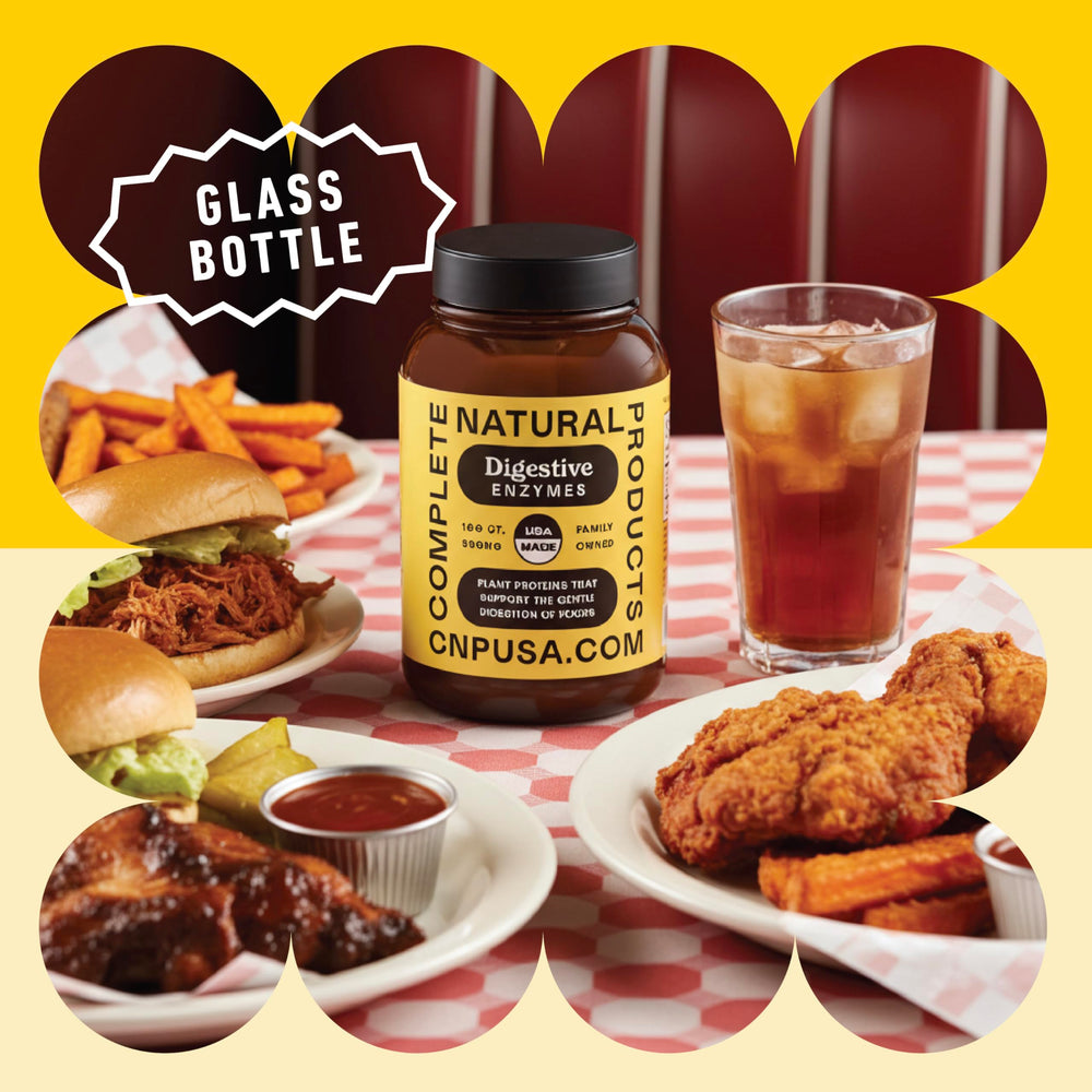 Organic capsule shells with clean-label ingredients on white background