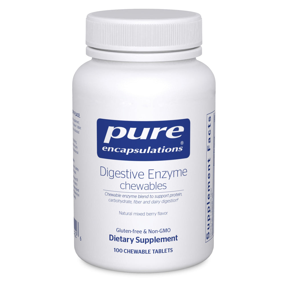 Pure Encapsulations Digestive Enzyme Chewables bottle and tablets