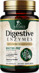 Digestive enzymes bottle highlighting bromelain and papain with probiotics
