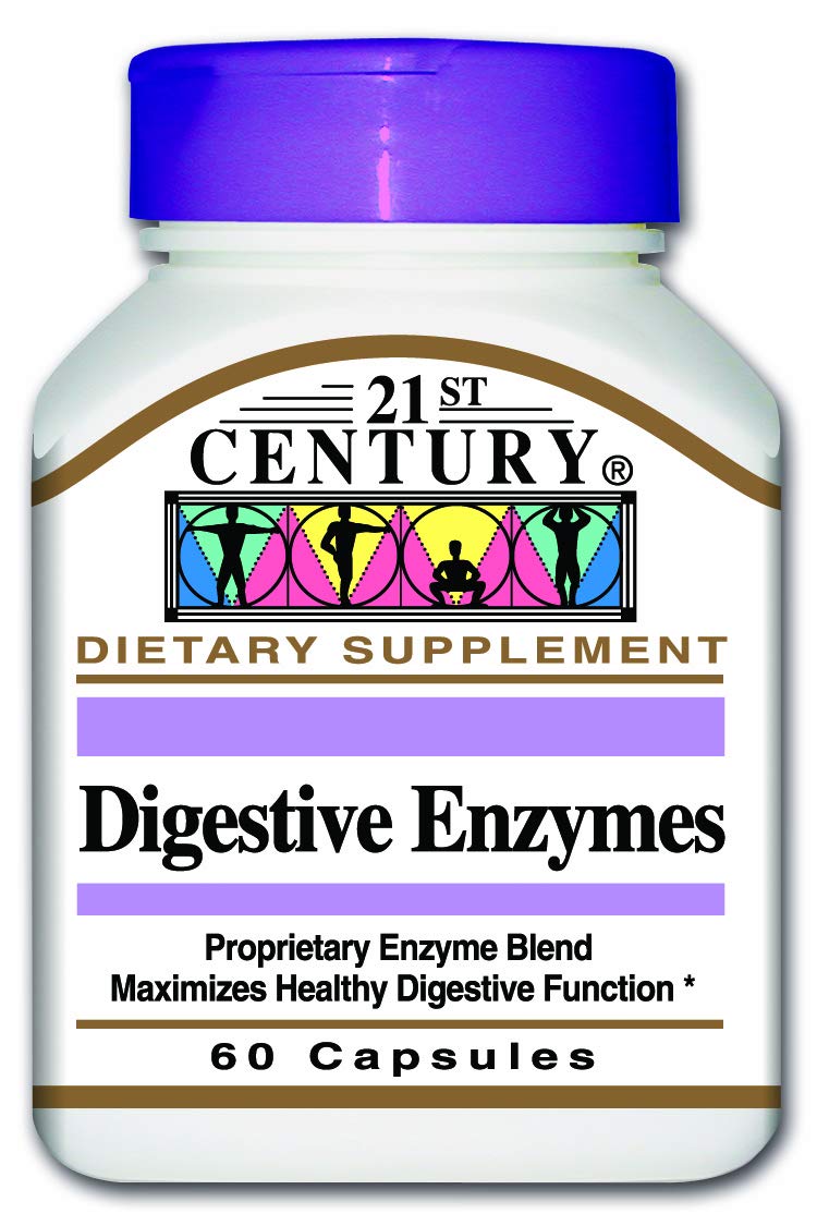 21st Century Digestive Enzymes Capsules bottle front view, 60 count