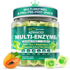 2-pack digestive enzymes gummies bottle with peach flavor