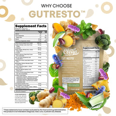 Digestive enzymes and probiotic blend illustration on packaging