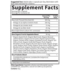 Digestive health capsules with probiotics and chia oil