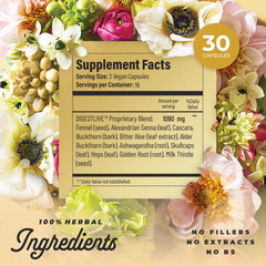 Herbal ingredients illustration for DigestLive formula (fennel, senna, cascara, etc.)