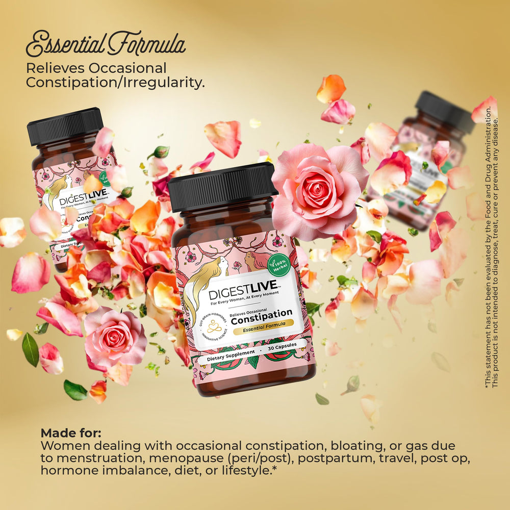 Front and back packaging of DigestLive Essential Constipation Relief