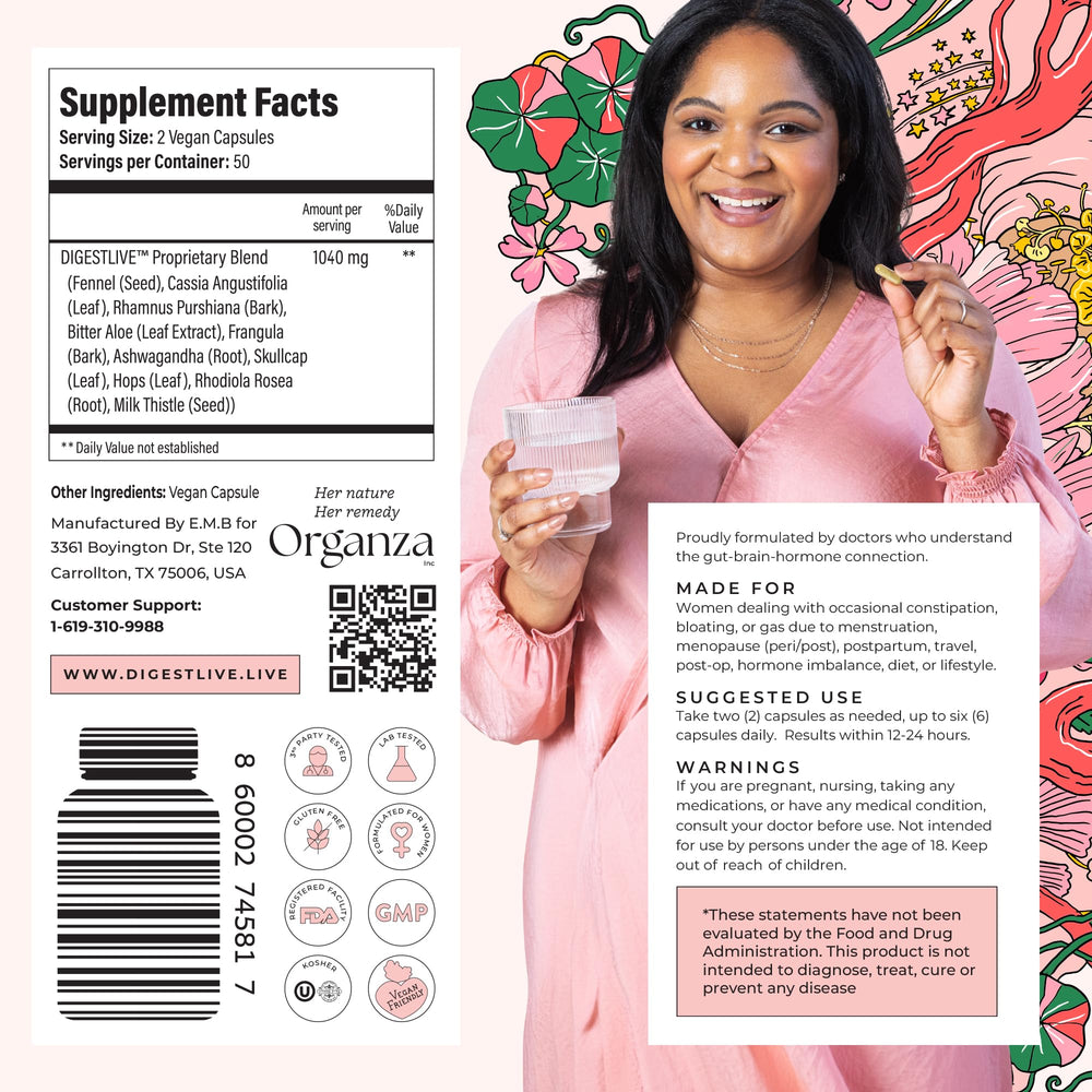 DigestLive dosing guide demonstrates two-capsule starter for first use.