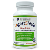 DigestShield probiotic and prebiotic with enzymes bottle displaying 90 capsules