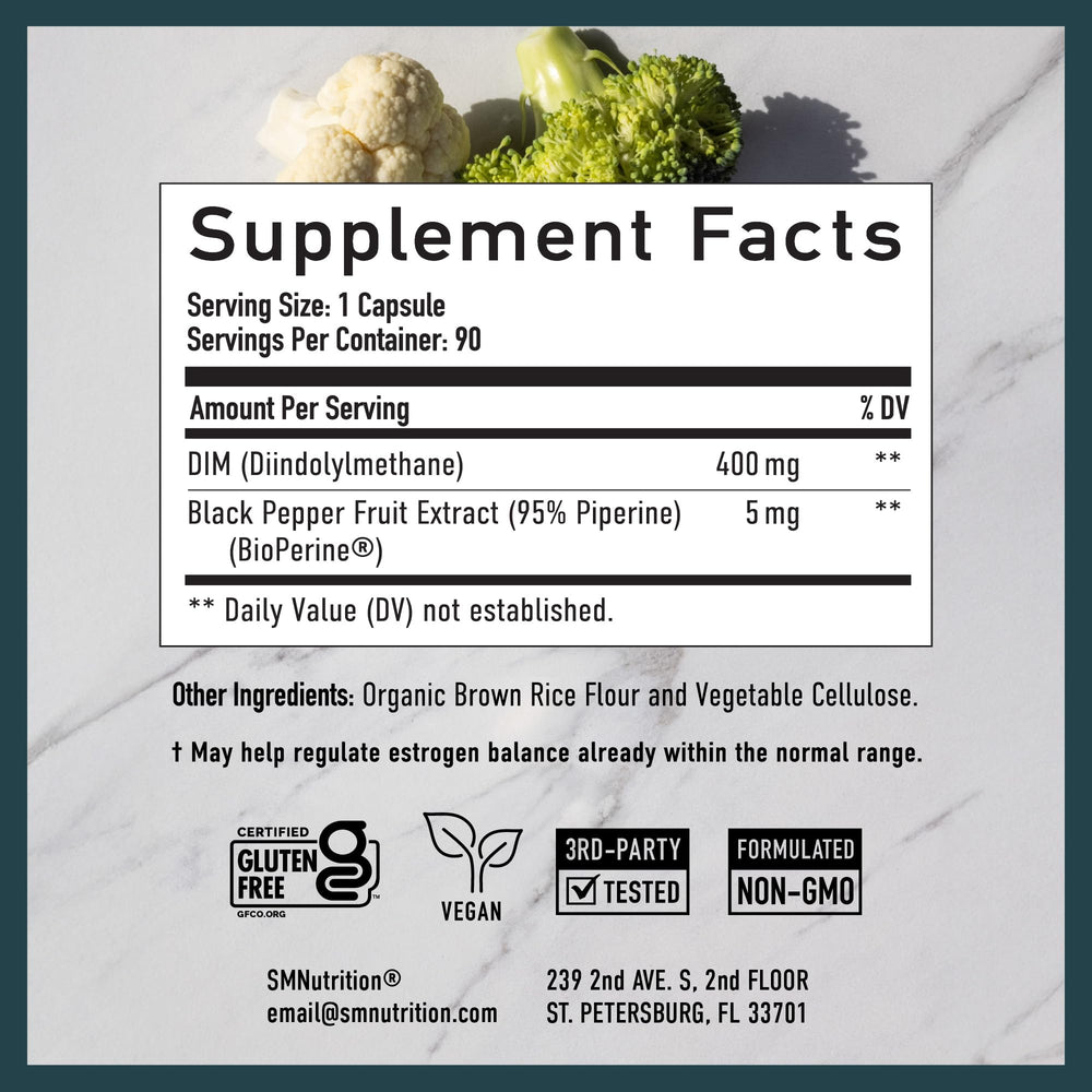 DIM 400mg nutrition facts panel