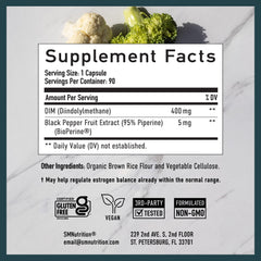 DIM 400mg nutrition facts panel