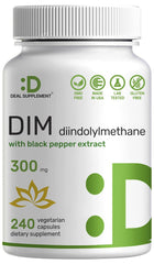 DIM supplement bottle with 300mg and 240 capsules label