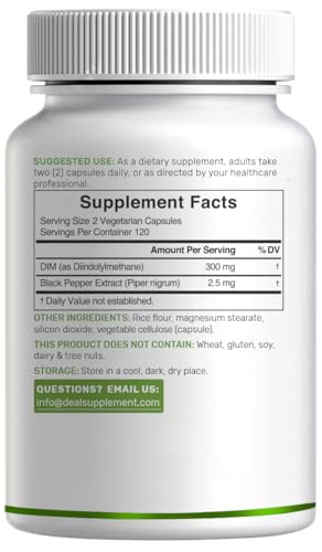 DIM supplement bottle with black pepper extract for enhanced absorption