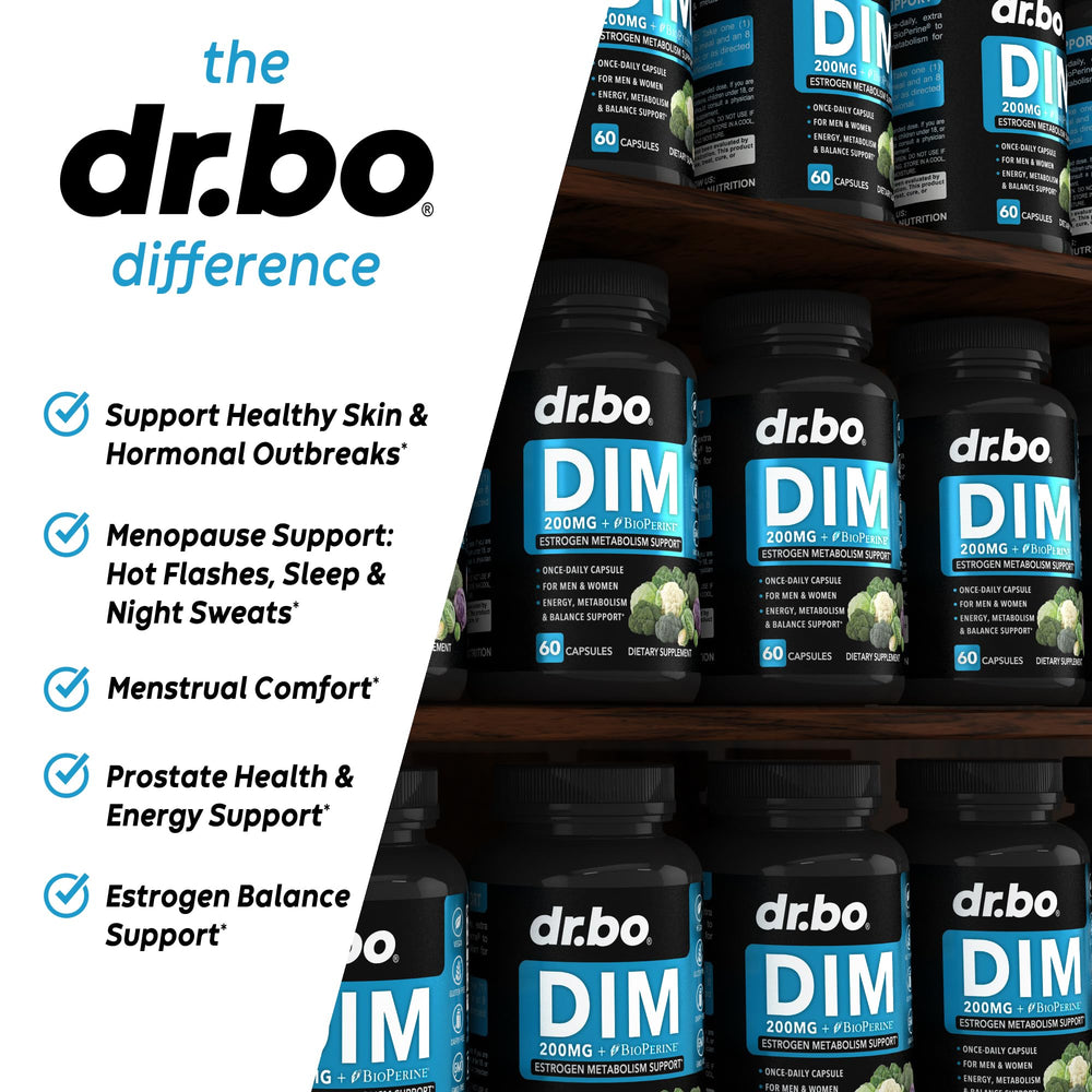 DIM supplement packaging and bottle on white background