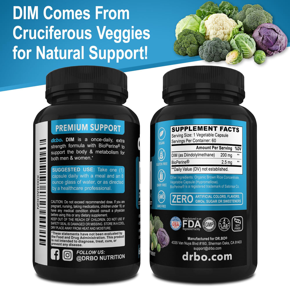 90-capsule bottle of Diindolylmethane DIM with BioPerine