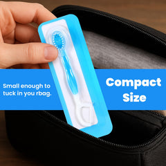 Soft nylon bristles on compact travel toothbrush