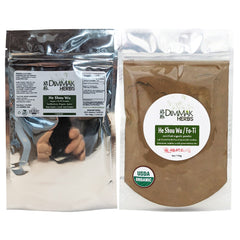 Close-up of Dimmak Fo Ti Root powder package