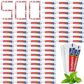 Front view of Dimsile mini toothpaste bulk 500-pack