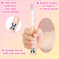 Colorful panda pattern kids toothbrushes in four colors