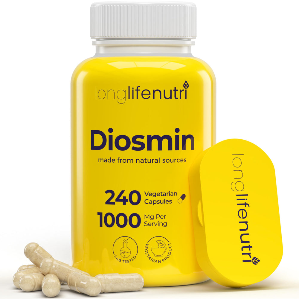 Diosmin 1000mg Advanced Formula bottle with 240 capsules (USA-made)
