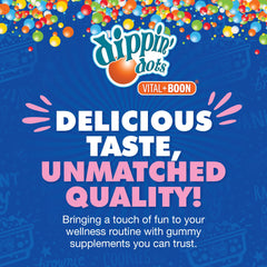 Product packaging and branding for Dippin' Dots Melatonin Sleep Support Gummies